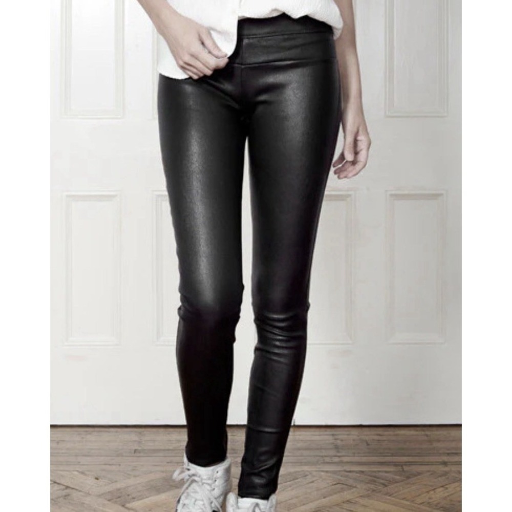 Daryl K $995 Stretch Lamb Leather Leggings Black Size 2
